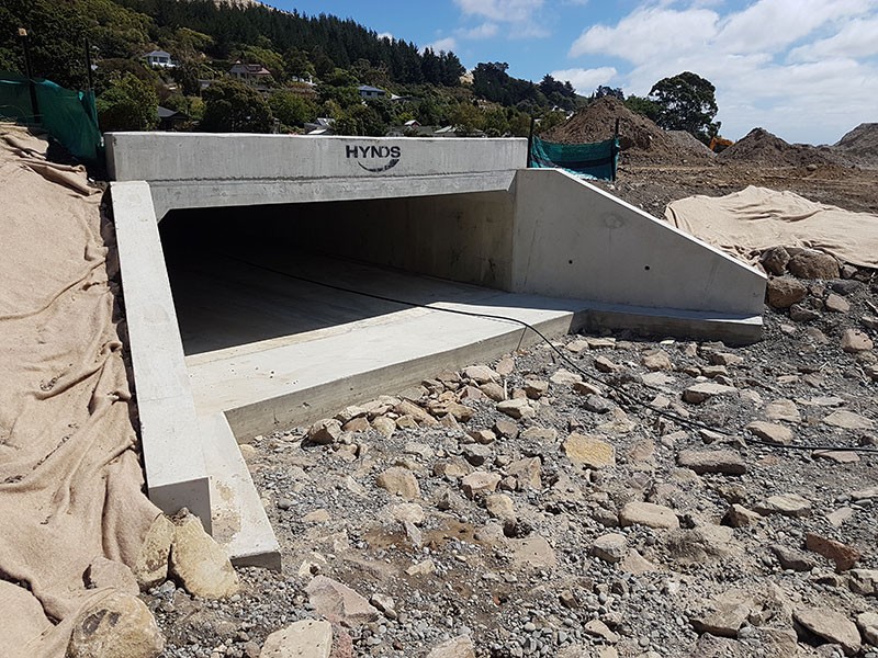 Completed Hynds Culvert and Waterway Eastern View at Maltworks Christchurch