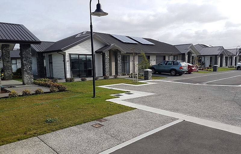 Exposed Aggregate pathways and surrounds around Nazareth House Christchurch