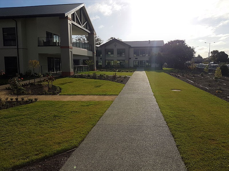 Formfour Exposed aggregate concrete pathway at Nazereth House Christchurch