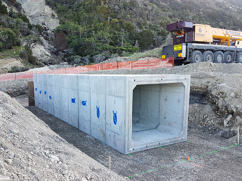 Formfour completing stage one of Humes box culvert at the Pines on State Highway 1 for NCTIR